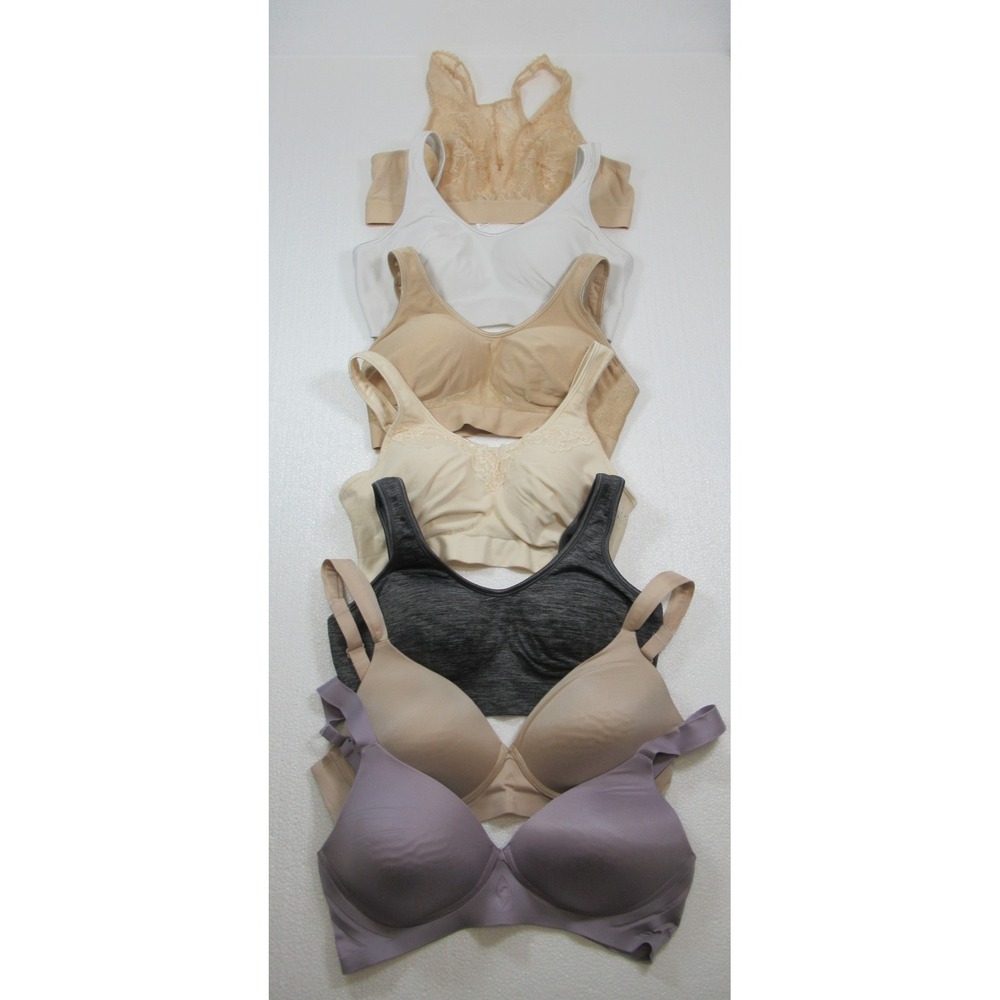 7 Bali Bras Lot Bundle Small Purple Gray Beige White Wireless 3462 3488 6593